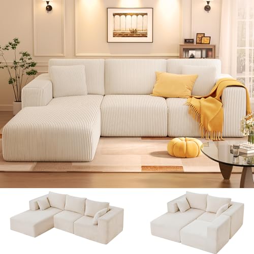 KINGYES 107'' Modular Sectional Sofa, L Shaped Cloud Couch for Living Room, Modern Boneless Sofa...
