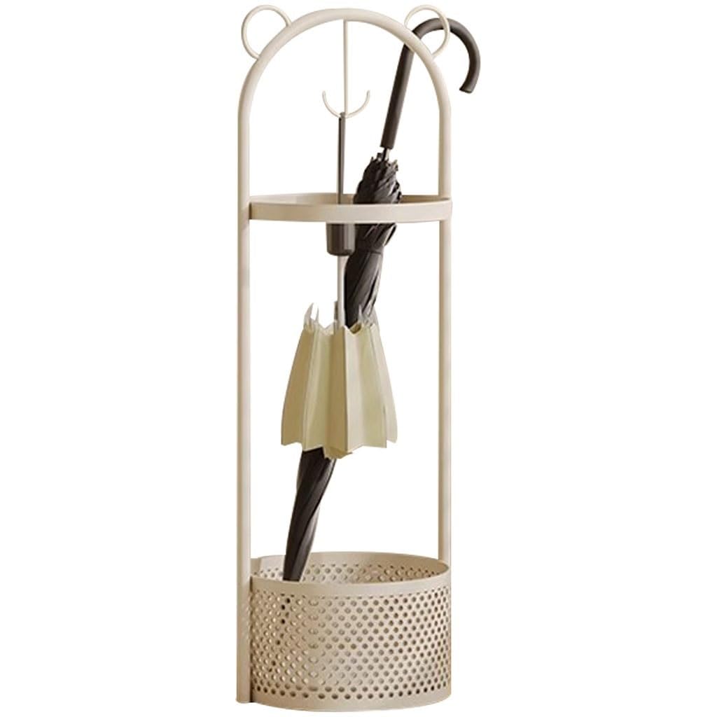 Flyiodfcxv Beige White Umbrella Stand, Entryway Creative Bear-Shaped, Large-Capacity With Drain Tray(Beige White)