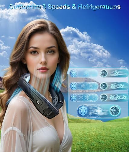 Image of Neck Fan Air Conditioner with Large Cooling Plate, Portable Neck Fans that Blow Cold Air 360 Airflow, Wearable Personal AC Quiet Back Air Outlet 6000mAh Rechargeable,Gifts for Men Women Travel Office