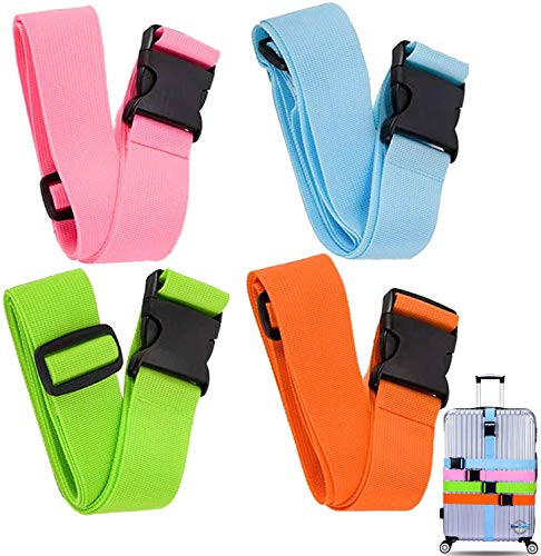 ProLeo - Juego de 4 correas para maleta de viaje, llamativas y ajustables, para maleta o equipaje, antideslizantes Cover