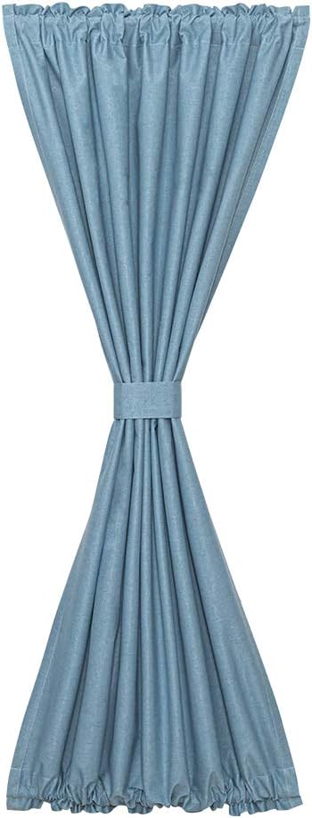 NAPEARL 100% Blackout French Door Curtains, Thermal Insulated Sidelight Curtains for Front Door, Rod Pocket Lined Door Curtains with Adjustable Tieback, 1 Panel (52 x 72 Inch, Light Blue)