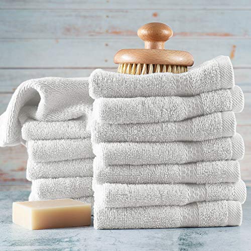 Image of Hearth & Harbor Washcloths 12 Pack - 100% Cotton Washcloth for Body and face, High Absorbent and Soft 13 inchx13 inch Body Wash Cloth, Quick Dry - White Washcloths
