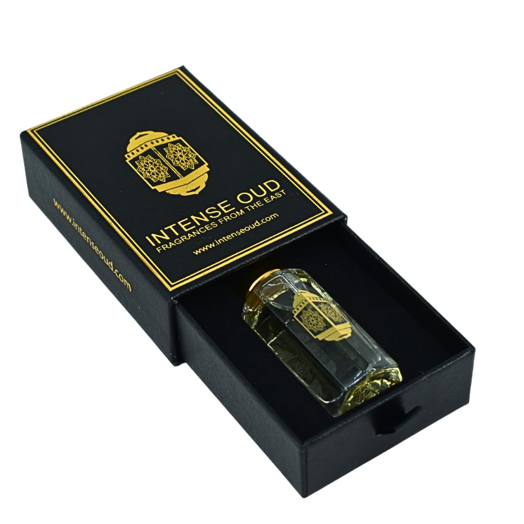 INTENSE OUD Black Extasy Arabian Perfume Oil for Men & Women, Long Lasting Alcohol-Free Concentrated Fragrance, 12ml (0.40 oz) in Black Gift Box, Ginger & Myrrh Notes.