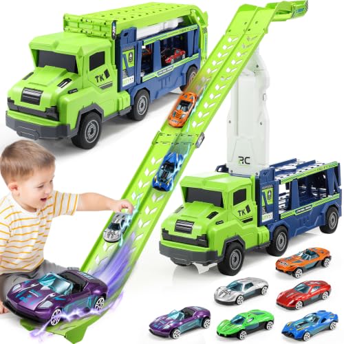 EUTOYZ Toys for 3 4 5 6 Year Olds Boy Toy Cars for Boys Toys Age 3-5 Birthday Easter Gift for 3-5 Year Olds Boys Car Race Track with 35 inch Race Track Toddler Toy Car
