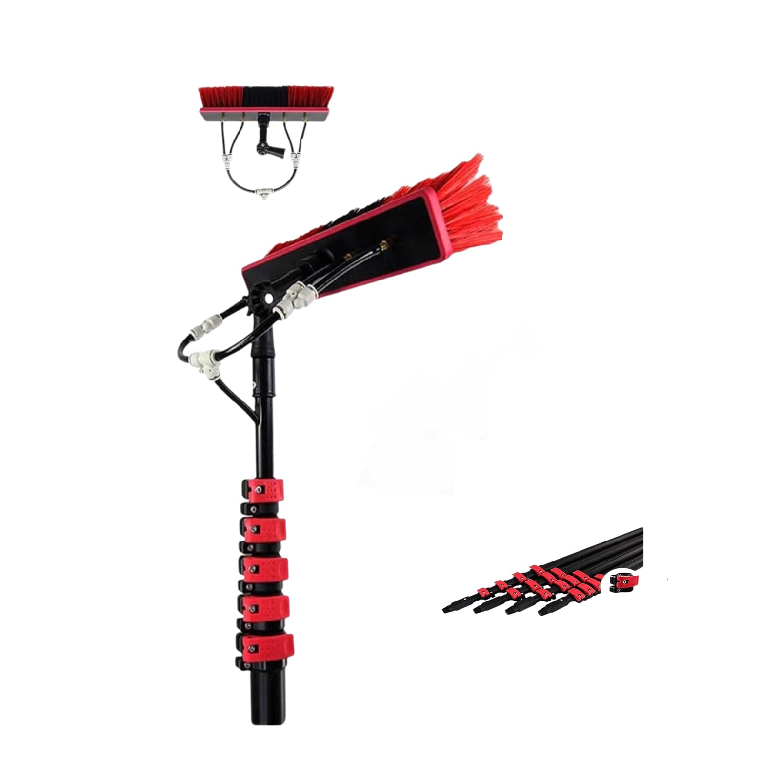 Aioneer Telescopic Window Cleaning Pole 512M Extendable Brush For Conservatory Roof Photovoltaic And Solar Panels-50cm Brush -24FT/7.2m