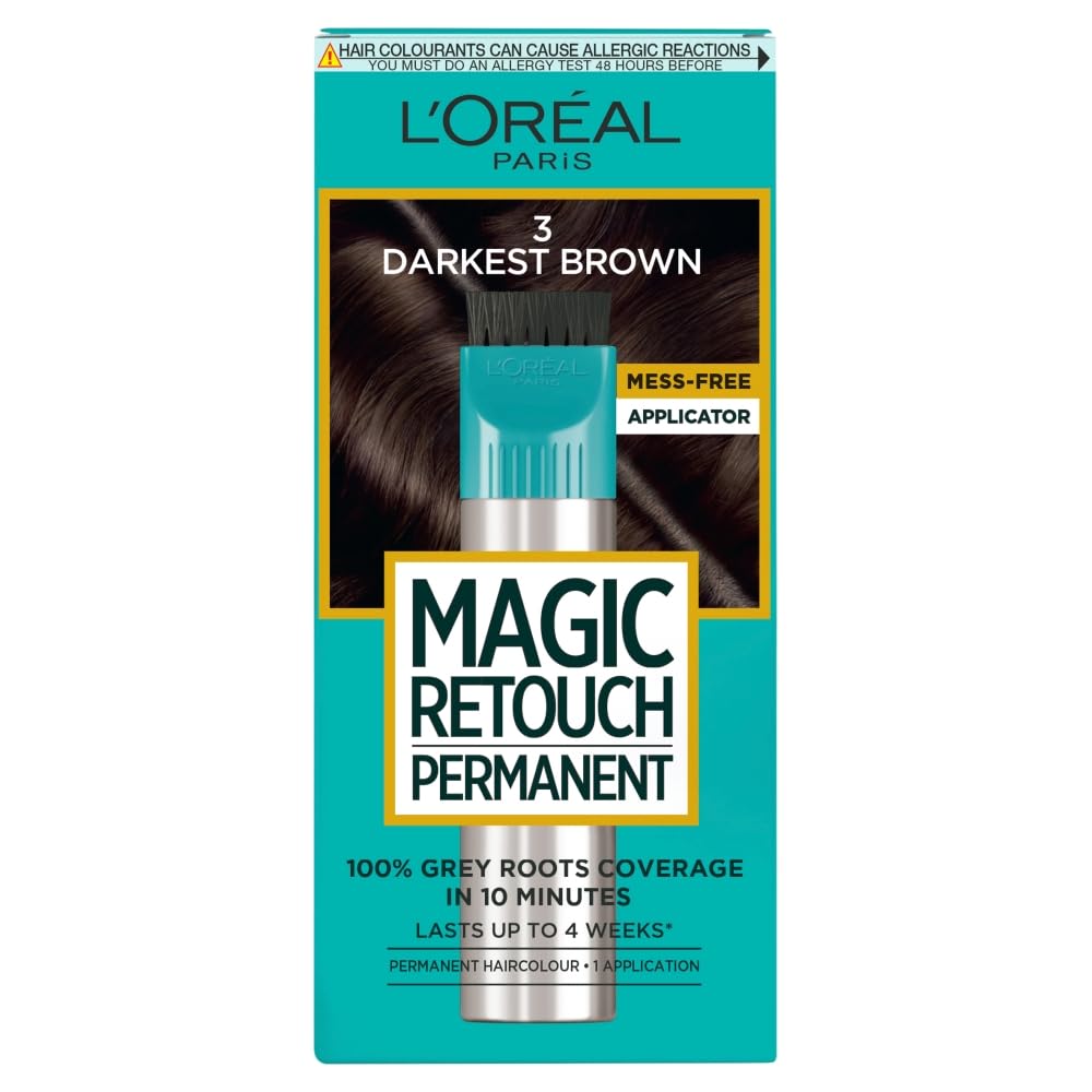 L'Oréal Paris Magic Retouch Permanent Root Concealer, Touching Up Grey Hair Dye, Darket Brown 3