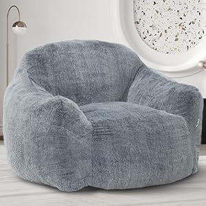 Homguava Giant Bean Bag Chair,Bean Bag Sofa Chair with Armrests, Bean Bag Couch Stuffed High-Density Foam, Plush Lazy Sofa Comfy Chair,Large BeanBag Chair for Adults in Livingroom,Bedroom (Grey)