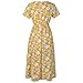 Produktbild Damen Kleider V Ausschnitt Punkte Sommerkleid RüSchen Kurzarm Minikleid Strandkleid Mit Damenkleider Casual Blumendruck RüSchen Wickelkleid Langarm Swing Plissee Skater Minikleid TU898TIE(Gelb,XL)