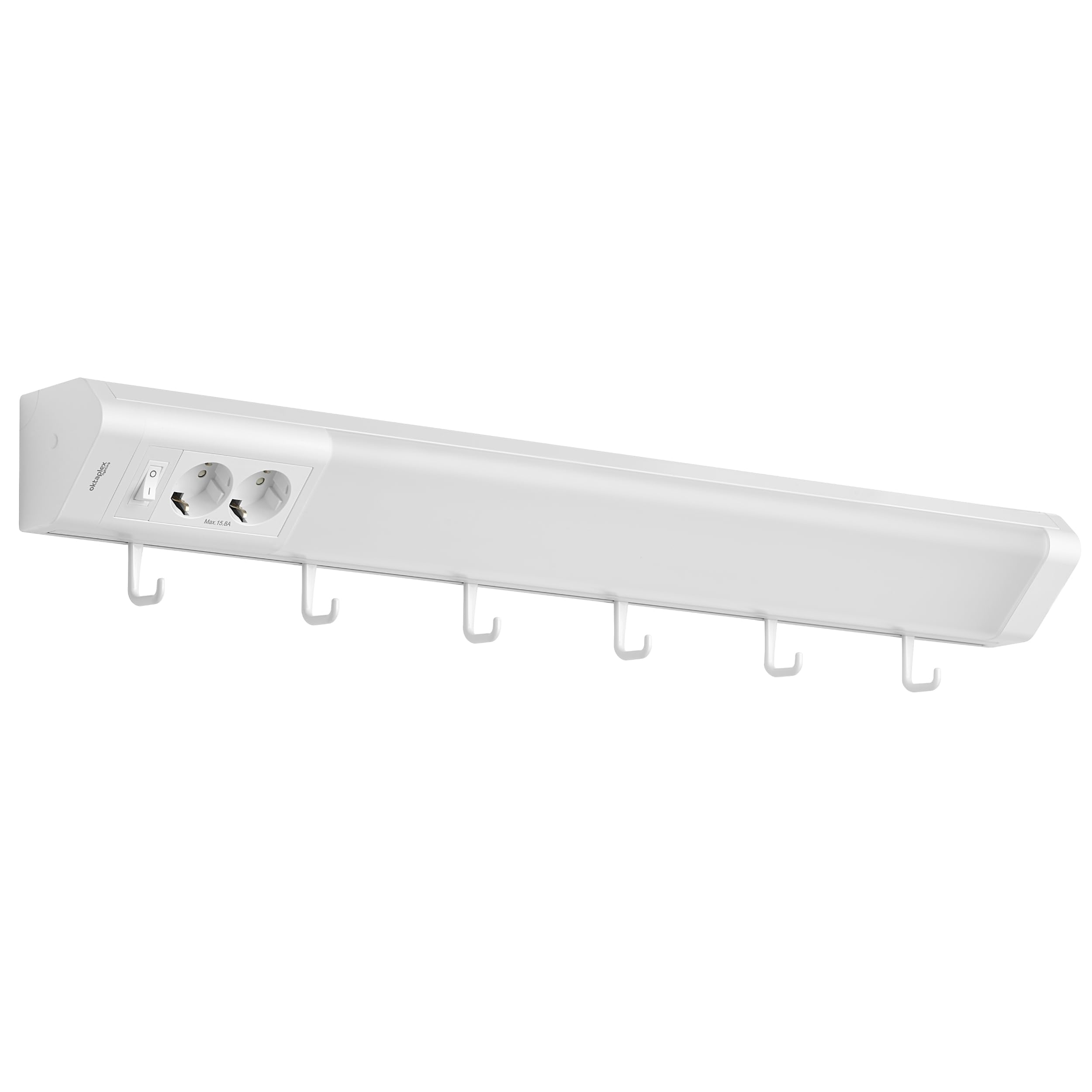 Oktaplex Talin Unterbauleuchte mit Steckdose 76cm Küche 230V LED Küchenlampe warmweiß 3000 Kelvin 1635 Lumen 14,8W mit Schalter weiß