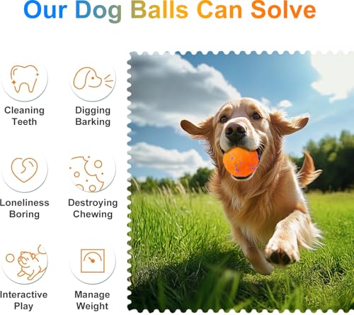 Interaktives Hundespielzeug Ball, Automatisch Bewegendes, Hüpfendes Kauspielzeug, E-TPU-Material, Geeignet für Große und Mittelgroße Hunde, zur Linderung von Langeweile zum täglichen (Orange-1)