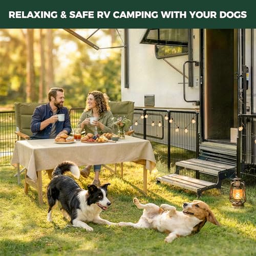Image of FXW Instant Dog Playpen with RV Step Grid for RV Camping, 32 inch H, 24 Panels