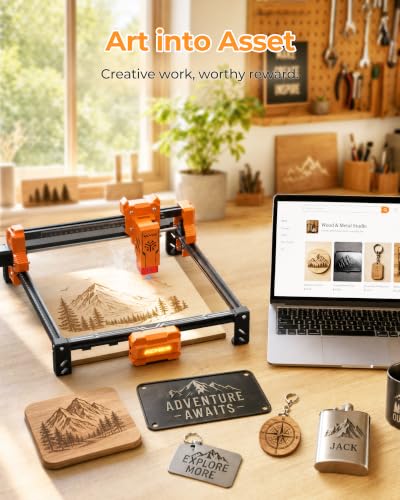 Image of ACMER Laser Engraver Machine for Beginners, S2 4000mW Lazer Engraving Machine with 300x300mm Working Area, Laser Cutter for Wood, Acrylic, Leather, DIY Crafts & Small Business