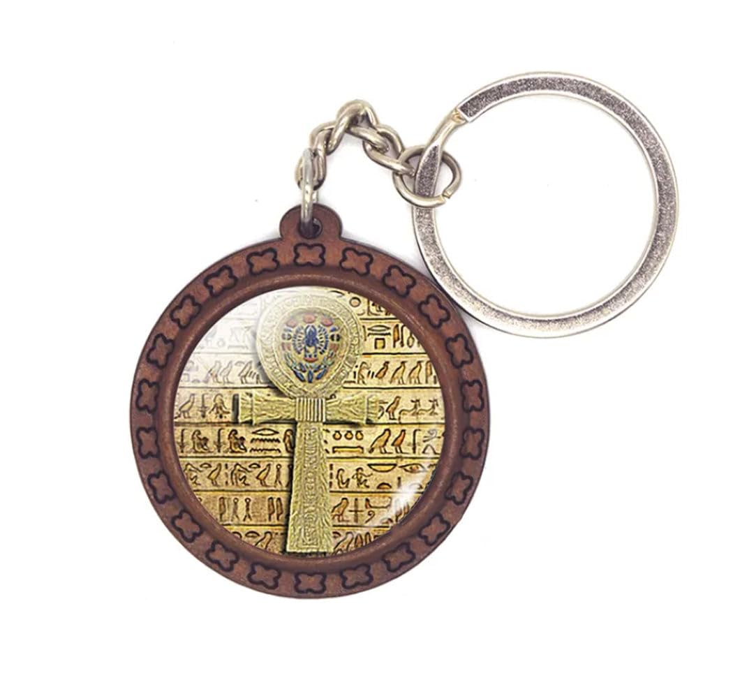 Luck Trader Women's Brown Ancient Egyptian Golden Ankh Keyring Keychain
