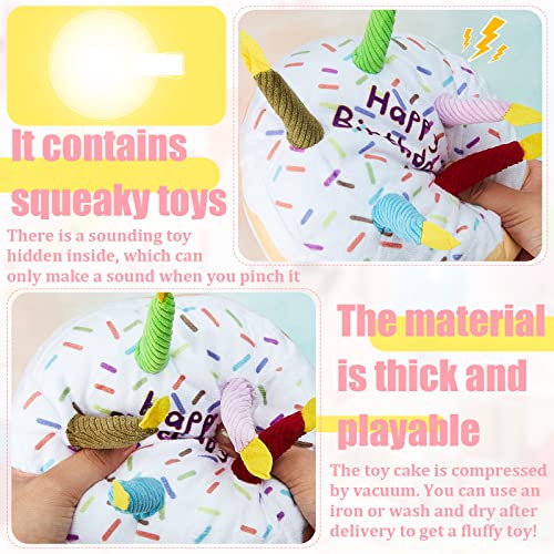 Sumind Hund Geburtstag Spielzeug Hund Geburtstagstorte Spielzeug Quietschendes Hundespielzeug Weiches Plüsch Hundespielzeug, Groß, 7,3 Zoll