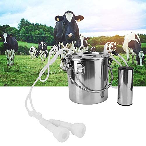 YOUTHINK Kit di Mungitura Mungitrice Elettrica Portatile a Mucca di Pecora da 5 Litri di Capra Macchina per Mungitura Elettrica per Capra da Mucca Spina Europea Con 2 Tettarelle (Per Capra/Mucca)(Cow)