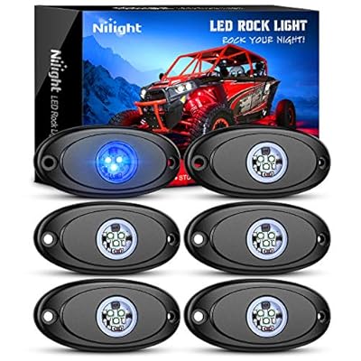Nilight LED Rock Light 6PCS Underglow Wheel Well Pods Waterproof Exterior Underbody Roof Rack Side Lamps for Car Truck Pickups ATV UTV SUV Motorcycle Boat, Blue Color