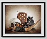 Vintage Hockey Gear Wall art, Sports Decor, Vintage Hockey Art, Hockey Photography Available as print or canvas.