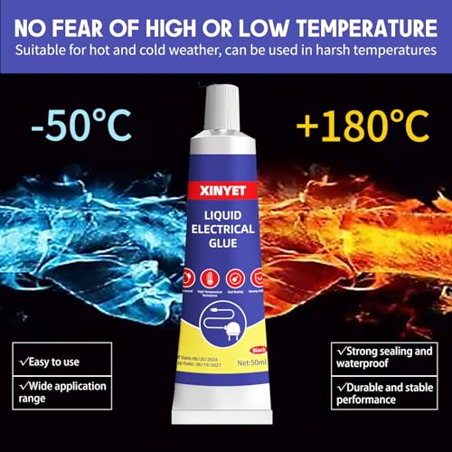 Xinyet Schwarz Flüssiggummi, Liquid Insulating Rubber, Flüssiges Isolierband, High Temperature Resistant Flame Retardant Glue für alle Arten von Leitungen und Elektrogeräten-50ml