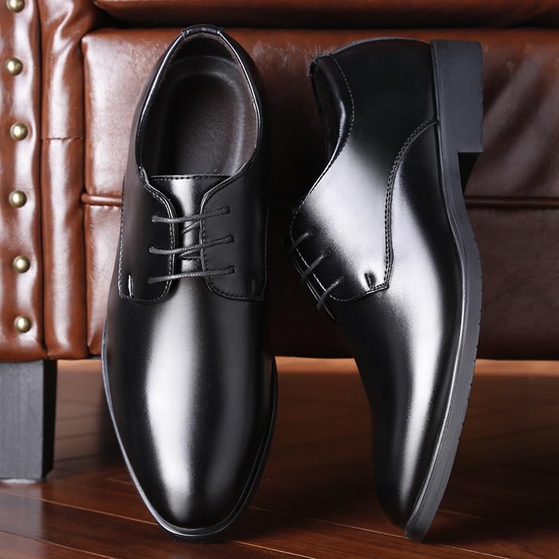 Men's Dress Formal Shoes Lace Up Patent Leather Wingtip Business Working Office Non Slip Rubber Sole Anti-Slip Shoe3