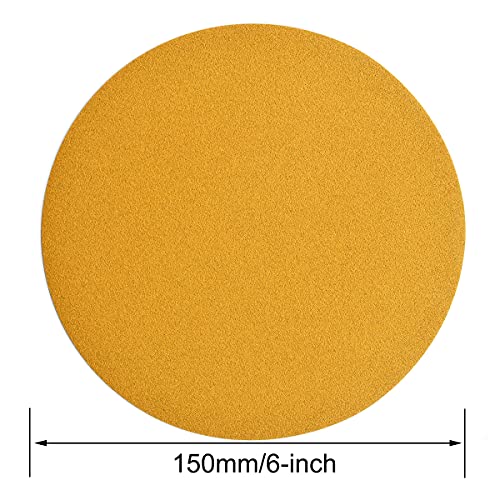 Image of 6-Inch No-Hole Hook and Loop Sanding Discs 180-Grit, Random Orbital Sandpaper for Automotive and Woodworking, 100-Pack