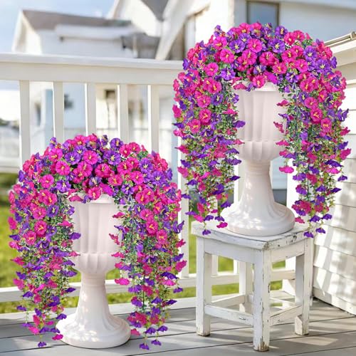 Artificial Hanging Flowers for Outdoors, 4 PCS 600 Blooms