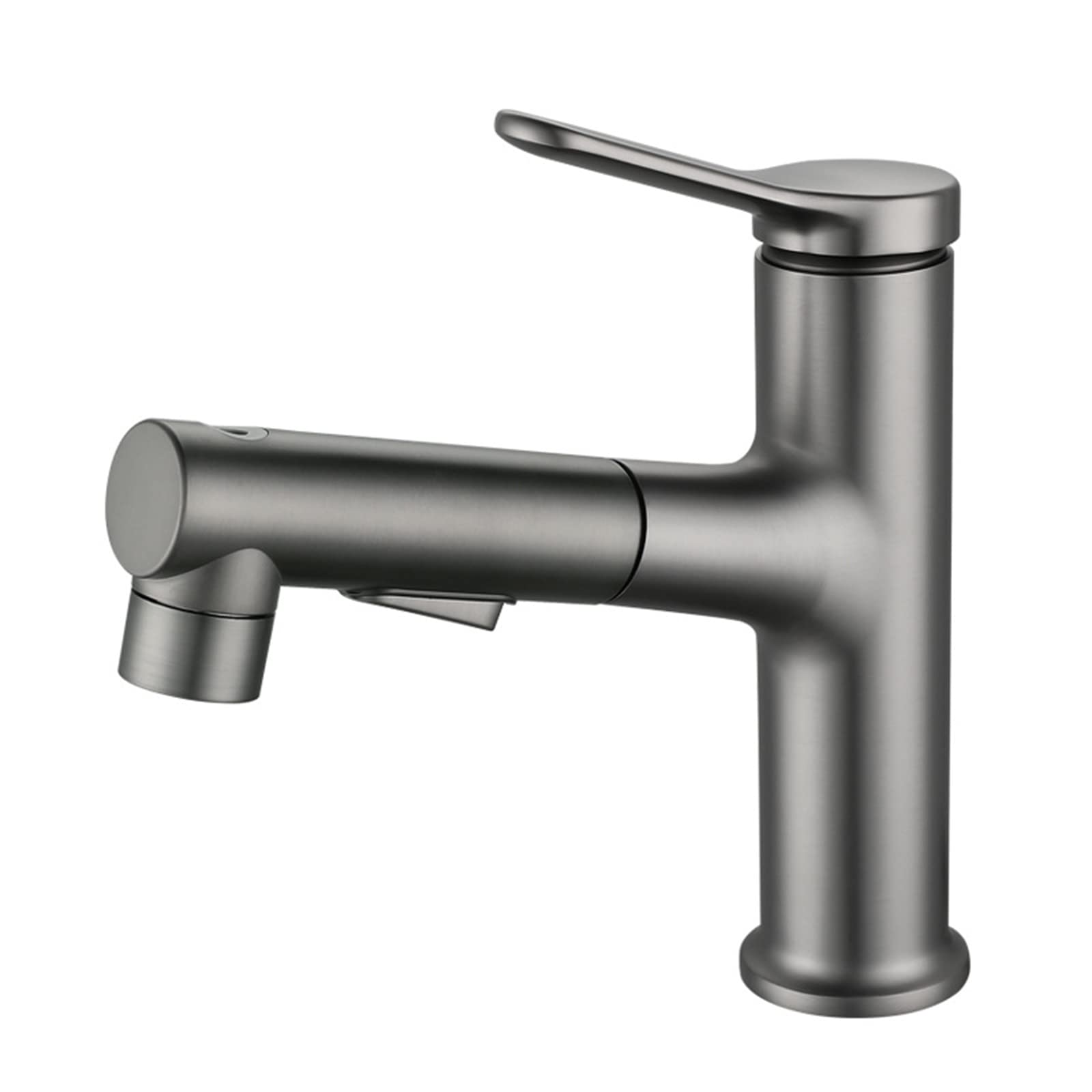 Robinet d'évier de salle de bains avec pulvérisateur extractible gris et mitigeur multifonction