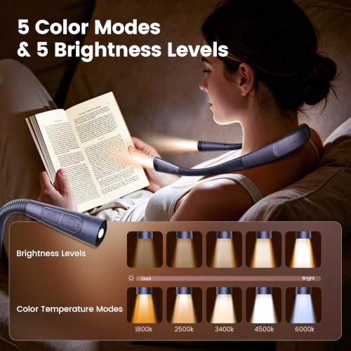 Image of Glocusent Upgraded Neck Light,100Hrs Slimmer Reading Light for Books in Bed