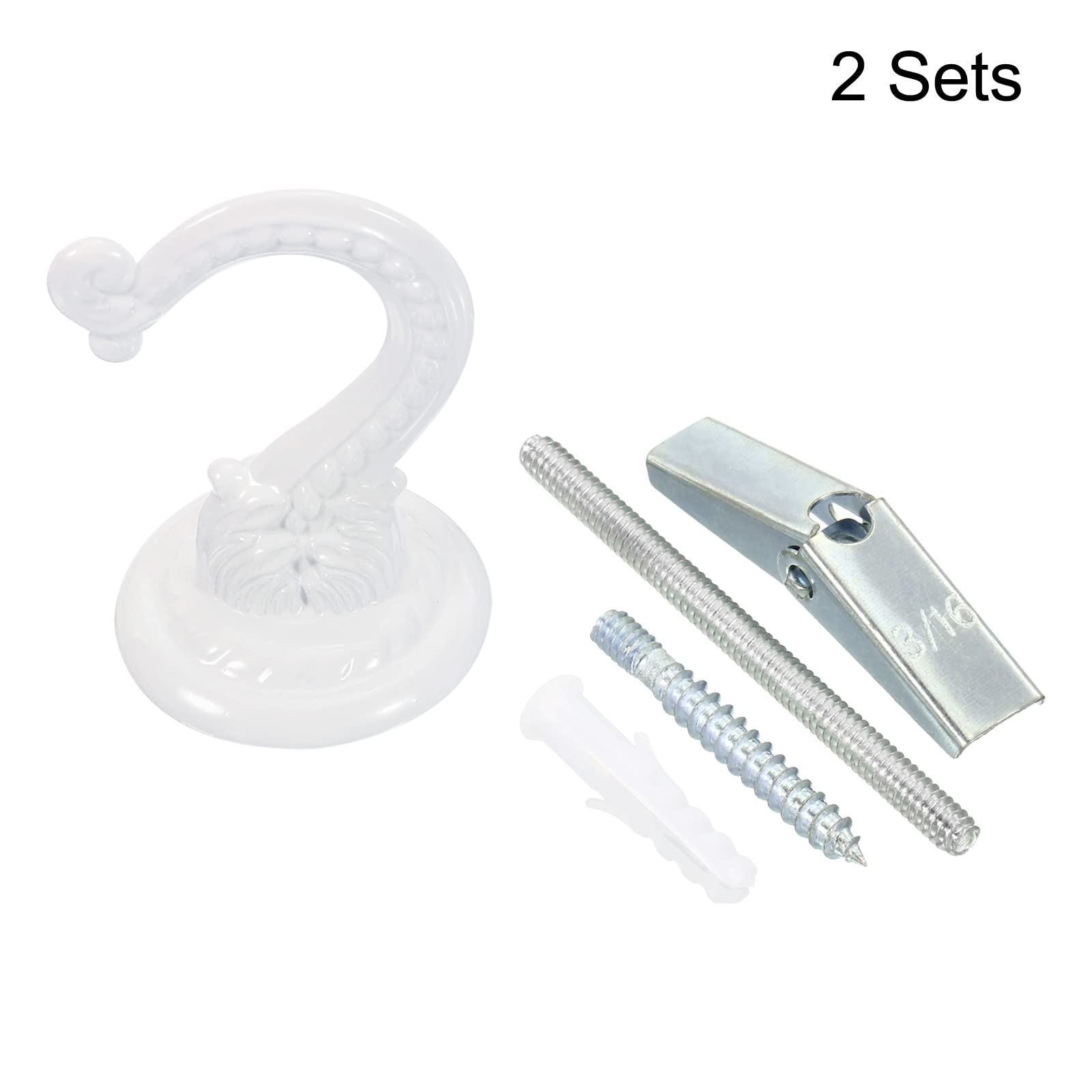 PATIKIL Ceiling Hooks (2 Pack) – Zinc Alloy, Holds 22 Lb, For Indoor/Outter Plant Hanging, White
