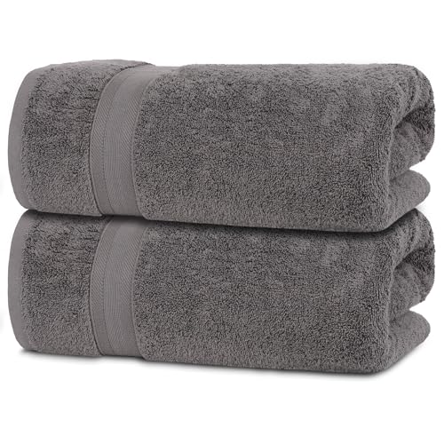 All Design Towels - Jumbo Bath Sheet 2 Piece - 100% Ring Spun Cotton Highly Absorbent and Quick Dry Extra Large Bath Towel - Super Soft Quality Towel (35 x 70 Inches, Gray)