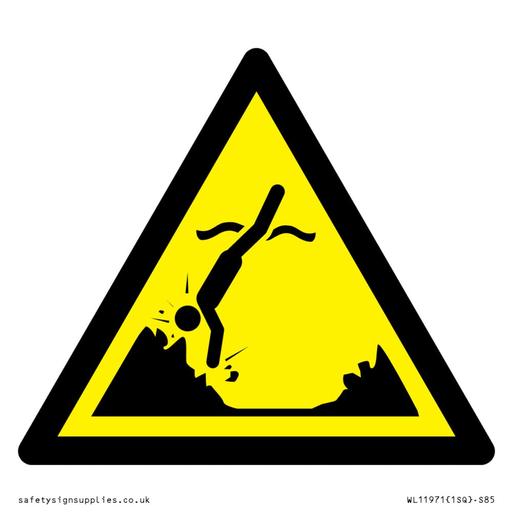 W049 Warning: Submerged objects Sign - 85x85mm - S85
