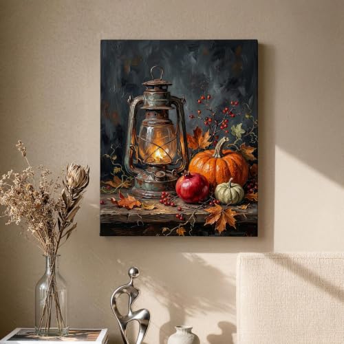 Lienzo de pared rústico de calabazas y frutas para hogar y salón 2