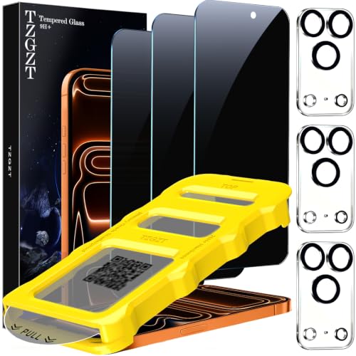 TZGZT Privacy Screen Protectors for iPhone 17 Pro Max, Tempered Glass, HD - image 1