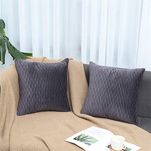 SIPEIEN Juego de 2 fundas de almohada de terciopelo supersuave a rayas para sofá, cama, sofá, silla, dormitorio, sala de estar Cover