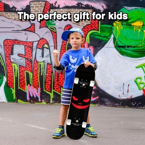 Image of Skateboards for Beginners Kids Boys Girls and Adults,31''x8'', 7-Layer Maple, Double Kick Concave, Fascinating Cool, Solid&Durable