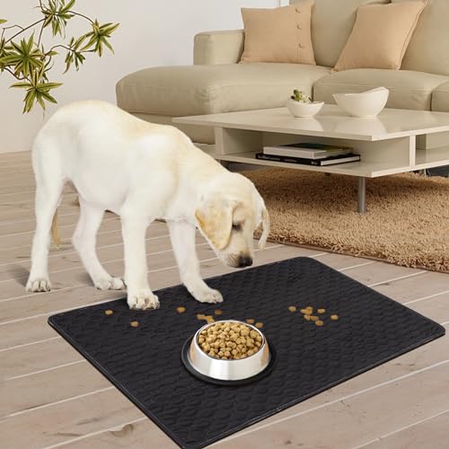 Lollanda Waschbar Welpenunterlagen, Wiederverwendbare Matten für Hunde, Hundematte Bodenschutz Waschbare, Haustier Unterlagen für Drinnen, Draußen, Reisen(60X45CM,Schwarz)