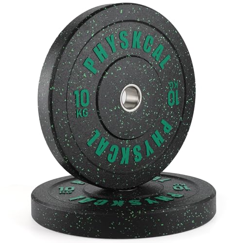 PhysKcal Hi-Temp Bumper Plates, Ø50mm disques olympiques en caoutchouc granulé, disques de poids colorés IWF, disques de poids pour l'haltérophilie et le...