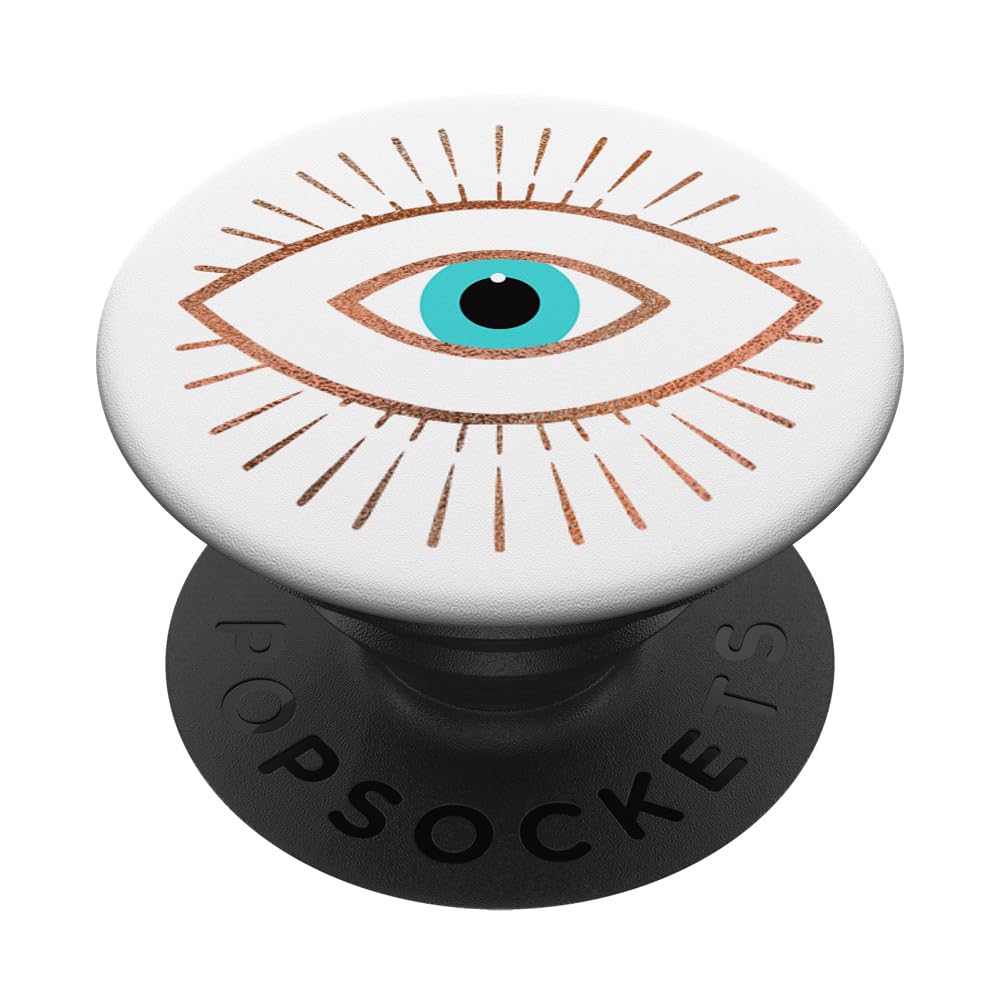 PopSockets Klebender PopGrip Mit Evil Eye Design – Blau/gelb, Zum Wechseln, Für Glatte Handyhüllen
