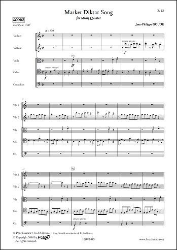 FLEX EDITIONS GOUDE J.-P. - MARKET DIKTAT SONG - STRING QUINTET Classical sheets String ensemble
