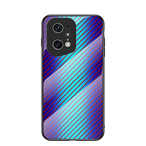 BRAND SET Funda de teléfono para OPPO Find X5 Pro 5G Funda de fibra de carbono mármol vidrio templado personalizado para OPPO Find X5 Pro 5G-Azul Cover