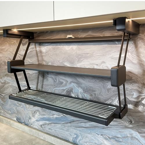 HeavyDutyPullDownShelfforKitchen CabinetsExpandable & FoldableOrganizer forSpicesPansFoodEasyInstallation&SpaceSavingSolution