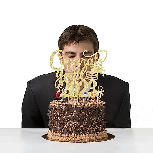 Congrats Grad 2023 Cake Topper-2023 Graduation Party, Junior High And High School Graduation, College Graduate, Doctoral Master's Graduation Cake Topper #TOP6
