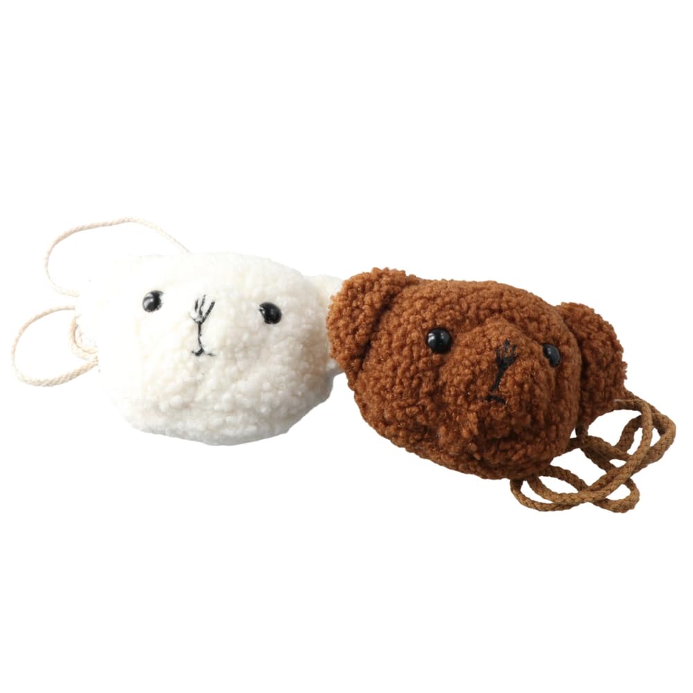 2Pcs Cute Cartoon Bear Head Shoulder Bag Messenger Bag, Women Plush Stuffed Coin Purse Handbag Shoulder Bag Crossbody Bags Backpack