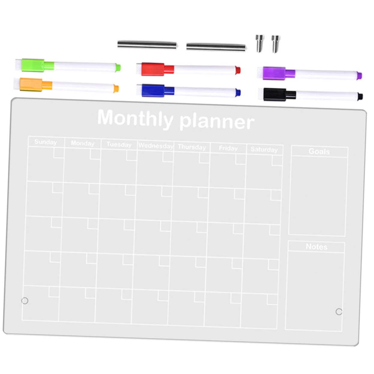 Tableau mémo transparent acrylique effaçable avec support et feutres pour notes - 8