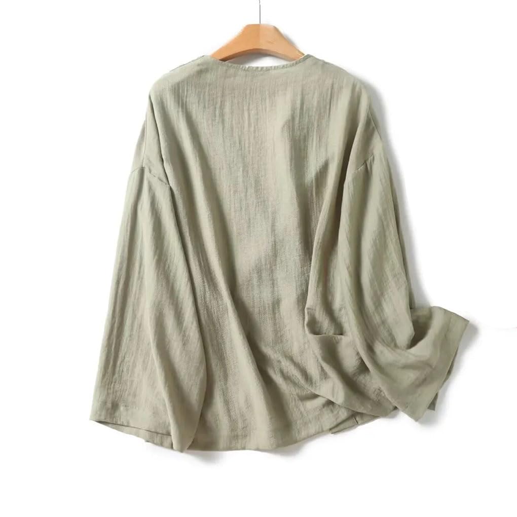 Camicetta da donna con lacci chic con scollo a V a maniche lunghe camicetta top tinta unita casual