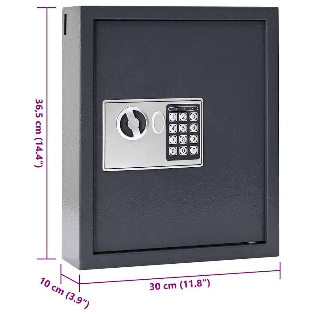 Cassaforte digitale grigio scuro con serratura elettronica, 30 x 10 x 36,5 cm, in acciaio opaco, per documenti, mobili, chiavi e armadietti di sicurezza in ufficio o a casa