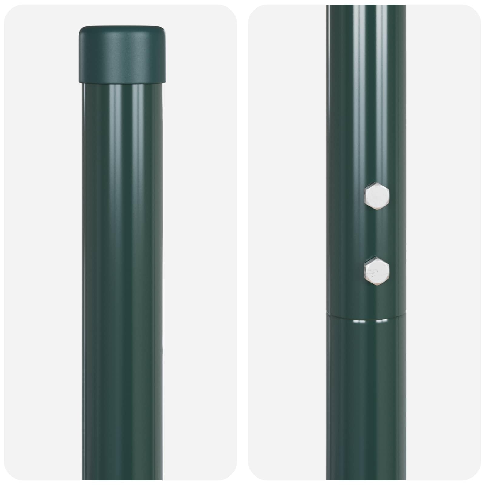 vidaXL Poste de Valla 2 pcs Verde Acero con Recubrimiento en Polvo, Poste de Cerca de Jardín, Diseño Moderno, Rectangular, Resistente al Clima, Fácil de Instalar