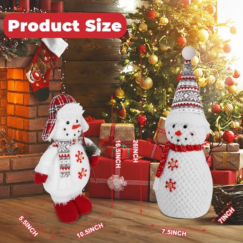 Set-of-2-Christmas-Plush-Snowman-Tabletop-Decorations-Stuffed-Snowman-Christmas-Figurines-Indoor-Decor-for-Home-Cute-26inch-Xmas-Doll-Handmade-Holiday-Party-Light-up-LED-Snowman-Gifts Set of 2 Christmas Plush Snowman Tabletop Decorations Stuffed Snowman Christmas Figurines Indoor Decor for Home Cute 26inch Xmas Doll Handmade Holiday Party Light up LED Snowman Gifts