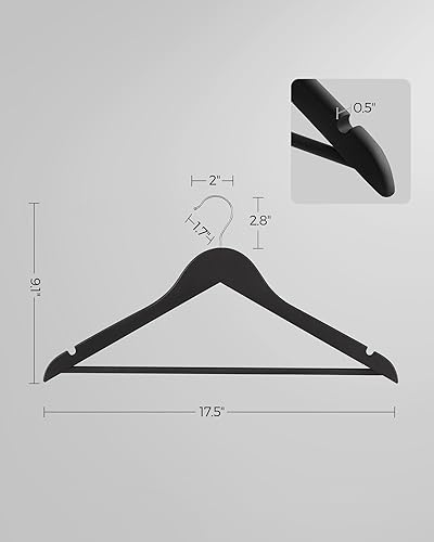 Miniatura 5 de SONGMICS Juego de 20 perchas de madera con revestimiento de goma, perchas antideslizantes con ranuras para los hombros, barra para pantalones,