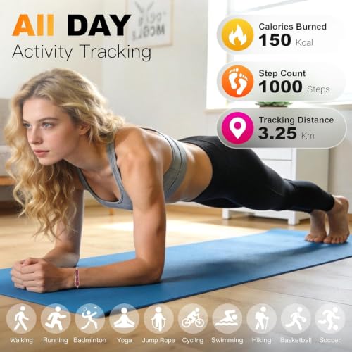 Image of Smart Bracelet for Women - Fitness Tracker with Heart Rate, Sleep & Step Tracking, 1ATM Water Resistant, Multi-Sport Modes, Fitness Tracking Wearable with Free App, 2 Bands (Red)