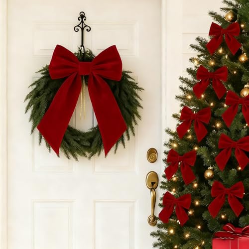 8 Stück Weihnachtsschleifen, 33 * 24 cm Rote Weihnachtsschleifen,...